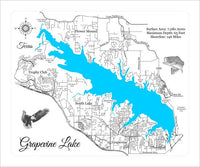 Grapevine Lake, Texas - Laser Cut Wood Map