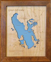 Great Salt Lake, Utah - Laser Cut Wood Map