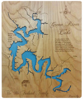 Green River Lake, KY - Laser Cut Wood Map