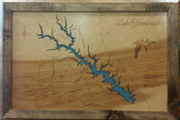 Lake Greenwood, South Carolina - Laser Cut Wood Map