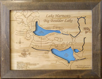 Lake Harmony and Big Boulder Lake, PA - Laser Cut Wood Map