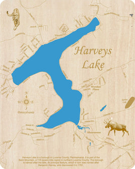 Harveys Lake, Pennsylvania - Laser Cut Wood Map