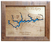 Lake Hickory, NC - Laser Cut Wood Map