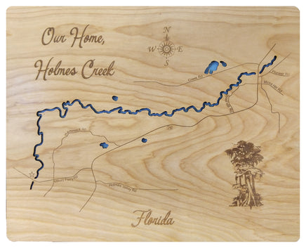 Holmes Creek, FL- Customizable Laser Cut Map