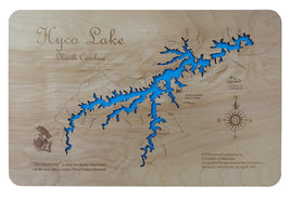 Hyco Lake, NC - Laser Cut Wood Map