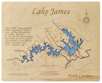 Lake James, NC - Laser Cut Wood Map