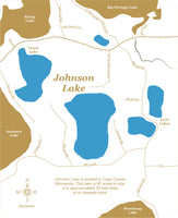 Johnson Lake, MN (Powers Township) - Laser Cut Wood Map