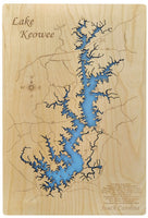 Lake Keowee, South Carolina - Laser Cut Wood Map