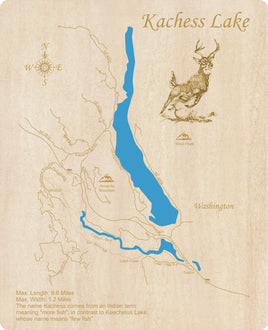 Kachess Lake, Washington - Laser Cut Wood Map