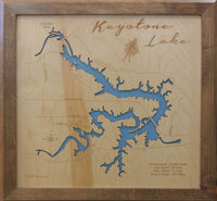 Keystone Lake, Oklahoma - Laser Cut Wood Map
