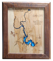 Lake LBJ, Texas - Laser Cut Wood Map