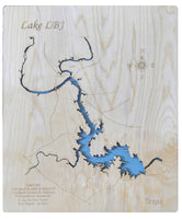 Lake LBJ, Texas - Laser Cut Wood Map