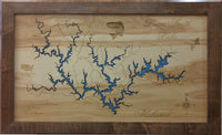 Lewis Smith Lake, AL - Laser Cut Wood Map