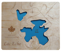 Lac Echo, Quebec - Laser Cut Wood Map