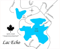 Lac Echo, Quebec - Laser Cut Wood Map