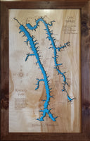 Lake Barkley, KY and Kentucky Lake, TN - Laser Cut Wood Map