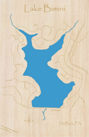 Bimini Lake, PA - Laser Cut Wood Map