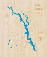 Lake Blalock, South Carolina - Laser Cut Wood Map