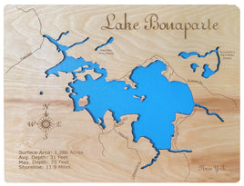 Lake Bonaparte, New York - Laser Cut Wood Map