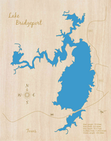 Lake Bridgeport, Texas - Laser Cut Wood Map