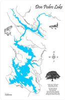 Don Pedro Lake, California - Laser Cut Wood Map
