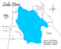 Lake Dorr, Florida - Laser Cut Wood Map