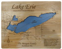 Lake Erie - Laser Cut Wood Map