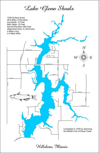 Lake Glenn Shoals, Illinois - Laser Cut Wood Map| Personal Handcrafted ...