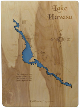 Lake Havasu, CA and AZ - Laser Cut Wood Map