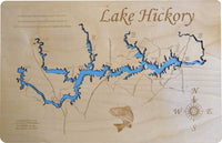 Lake Hickory, NC - Laser Cut Wood Map