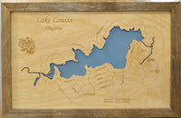 Lake Louisa, Virginia - Laser Cut Wood Map