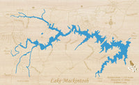 Lake Mackintosh, North Carolina - Laser Cut Wood Map