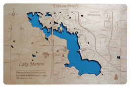 Lake Marion, Minnesota - Laser Cut Wood Map