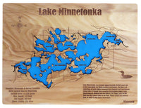 Lake Minnetonka, Minnesota - Laser Cut Wood Map