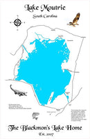 Lake Moultrie, South Carolina - Laser Cut Wood Map