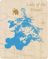 Lake of the Woods Minnesota - Laser Cut Wood Map