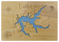 Lamb Lake, Indiana - Laser Cut Wood Map