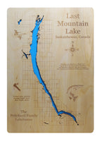 Last Mountain Lake, Saskatchewan  - Laser Cut Wood Map