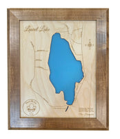 Laurel Lake, New Hampshire - Laser Cut Wood Map