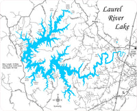 Laurel River Lake, Kentucky - Laser Cut Wood Map