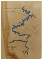 Leesville Lake, VA - Laser Cut Wood Map