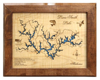 Lewis Smith Lake, AL - Laser Cut Wood Map