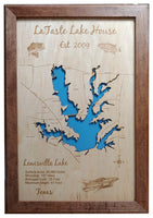 Lewisville Lake, Texas - Laser Cut Wood Map