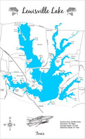 Lewisville Lake, Texas - Laser Cut Wood Map