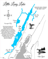 Little Long Lake, New York - Laser Cut Wood Map