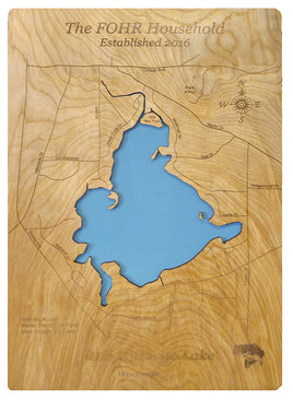 Little Muskego Lake, Wisconsin - Laser Cut Wood Map