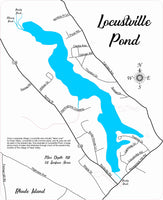 Locustville Pond, Hope Valley, Rhode Island  - Laser Cut Wood Map