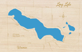 Long Lake, Wisconsin (Polk County) - Laser Cut Wood Map