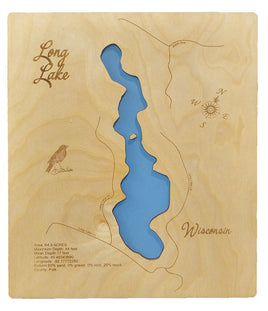 Long Lake, Wisconsin (Johnstown Township) - Laser Cut Wood Map