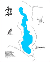 Long Lake, Wisconsin (Johnstown Township) - Laser Cut Wood Map